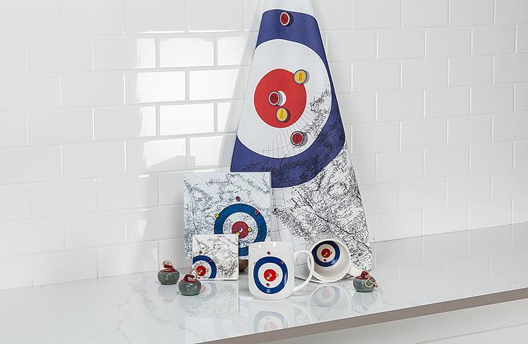 Curling Rock Red/Gray Ornament