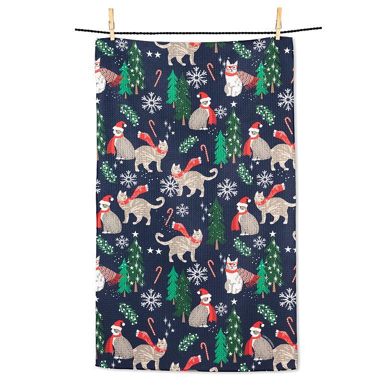 Holiday Cats Kitchen Towel