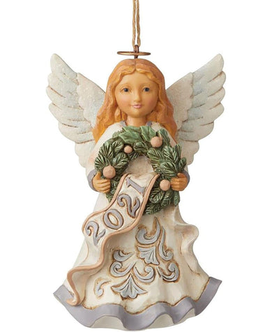 Jim Shore White Woodland: Woodland Angel Dated 2021 Ornament