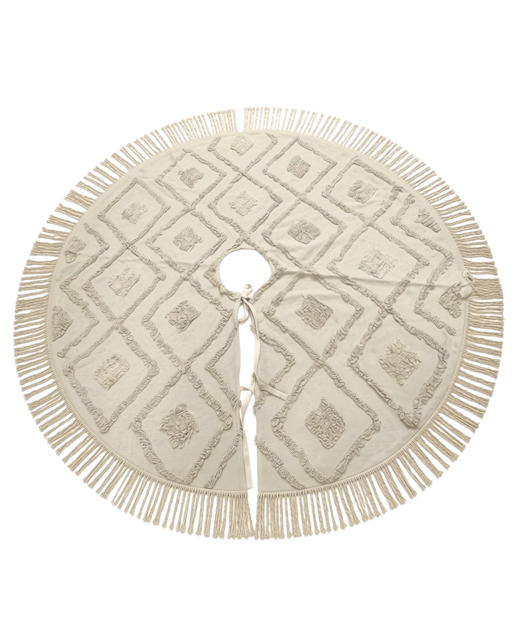 Natural Tufted Diamond Tree Skirt