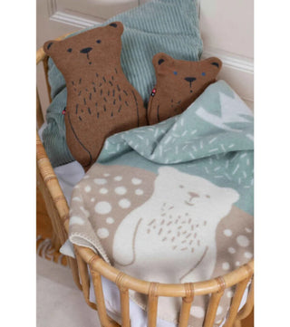 David Fussenegger Mila Forest Bear Baby Blanket Light Green 75x100 cm