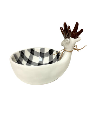 Merry Buffalo Check Reindeer Dip Bowl