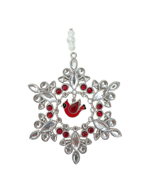 Cardinal Crystal Snowflake Ornament