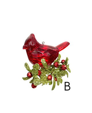Teeny Cardinal Mistletoe Ornaments