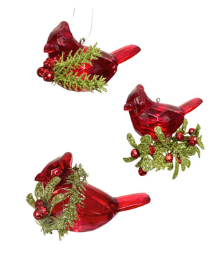 Teeny Cardinal Mistletoe Ornaments