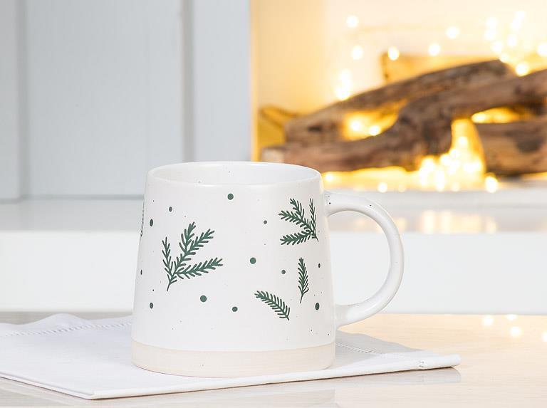 Wide Based Mug With Pine Branches