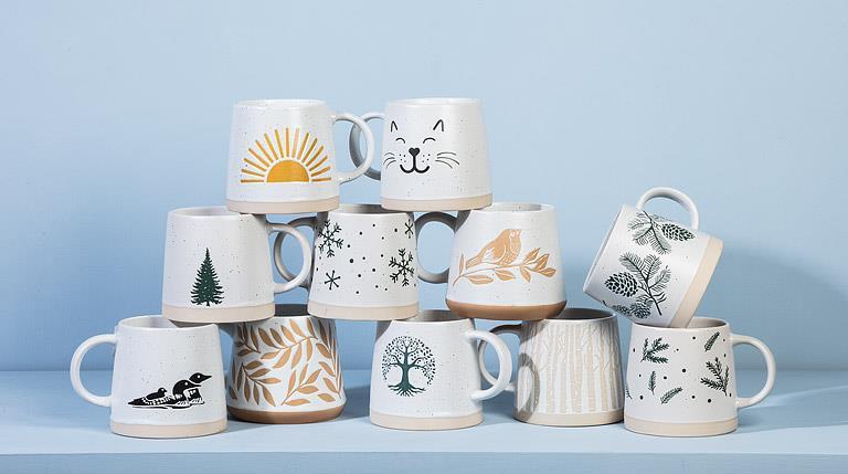 Wide Based Mug With Pine Branches