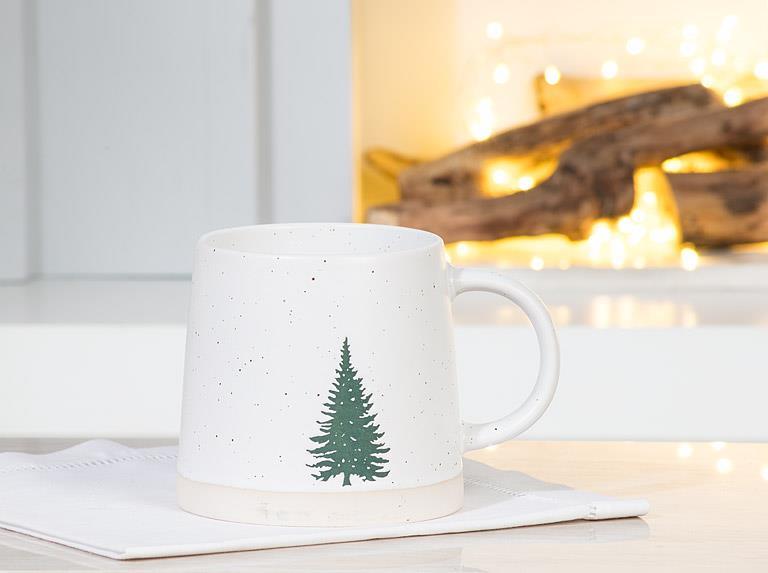 Wide Based Mug With Tree Branches