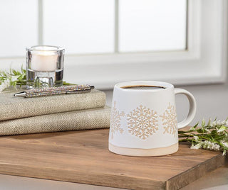 Wide Based Mug With Snowflake Row