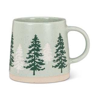 Wide Based Mug With Pine Trees