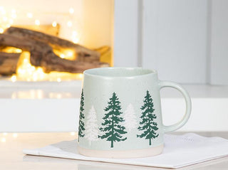 Wide Based Mug With Pine Trees