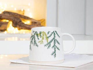 Wide Based Mug With Cedar Branches