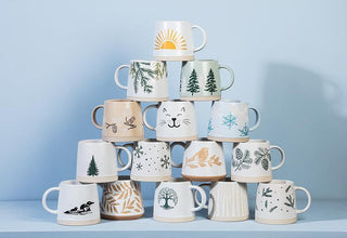 Wide Based Mug With Cedar Branches