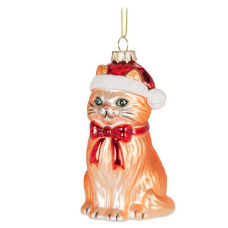 Sitting Cat with Santa Hat Ornament by Abbott Collection