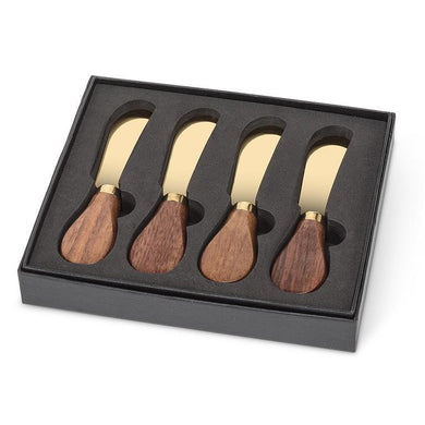 Walnut Handle Pate Spreaders Gold - Set of 4