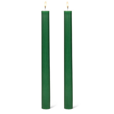 Ridged Taper Candles Hunter Green - 2/Pk