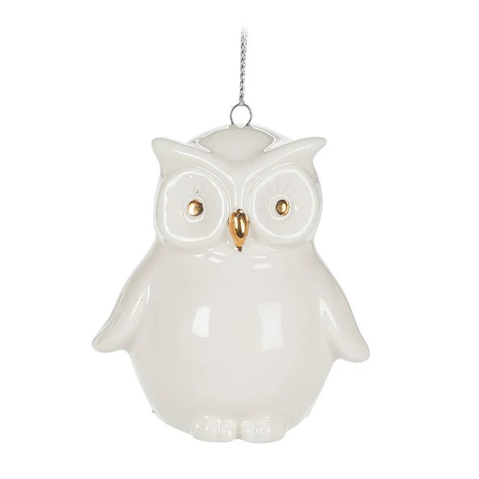 White Porcelain Owl Ornament