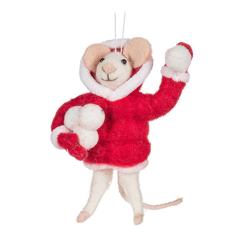 Throwing Snowballs Mouse Ornament