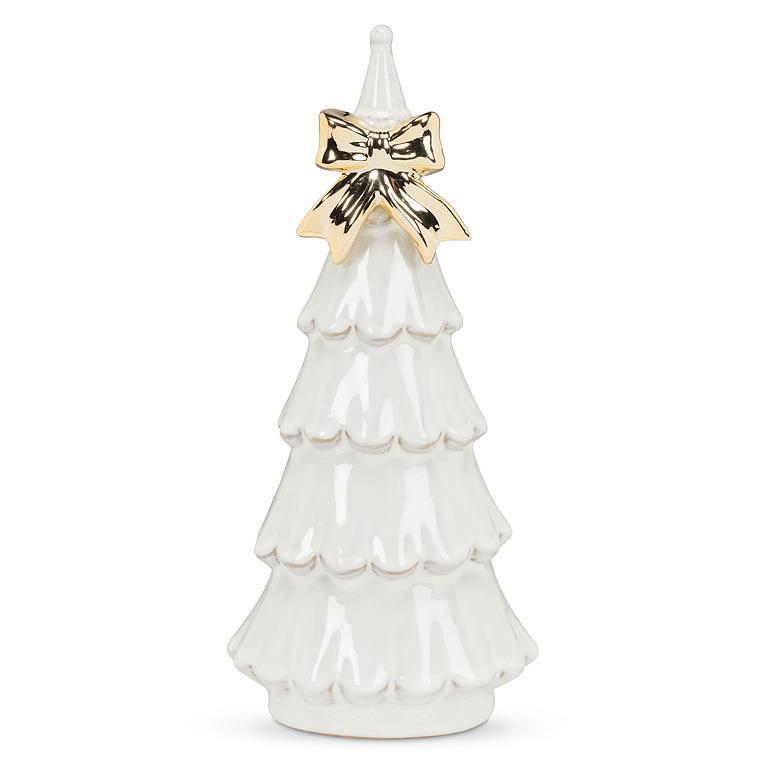 Large Snowy Tree with Gold Bow by Abbott Collection