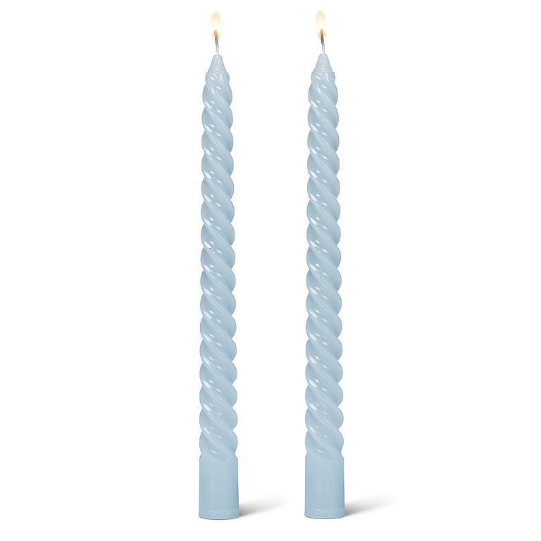 Tight Spiral Taper Candles Pale Blue - 2/Pk