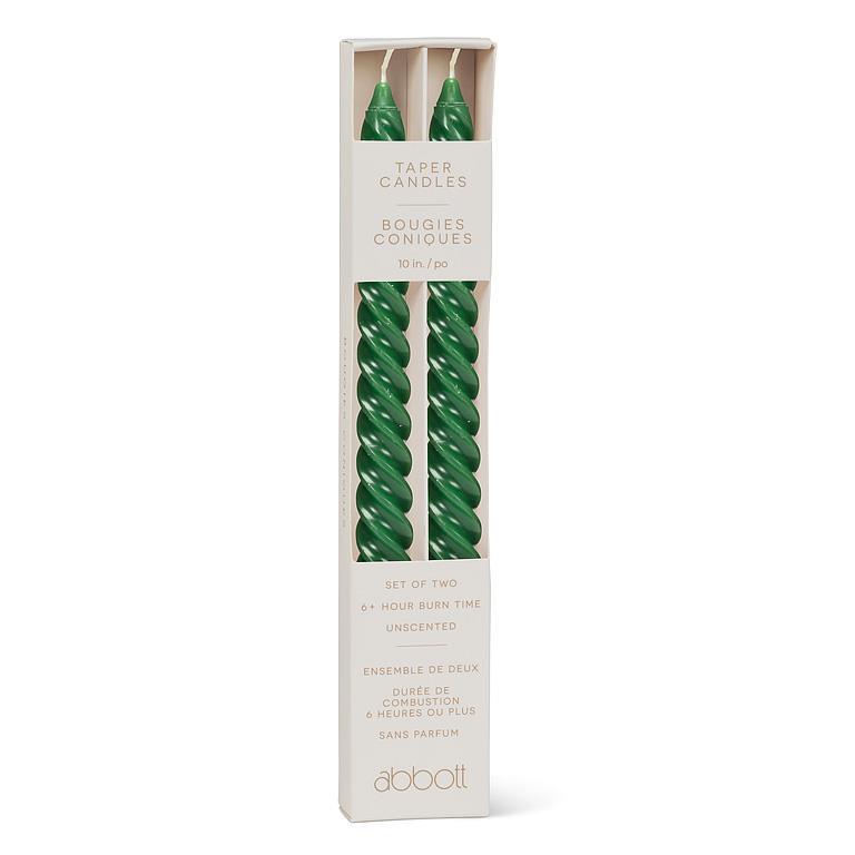 Tight Spiral Taper Candles Hunter Green - 2/Pk