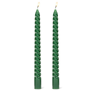 Tight Spiral Taper Candles Hunter Green - 2/Pk