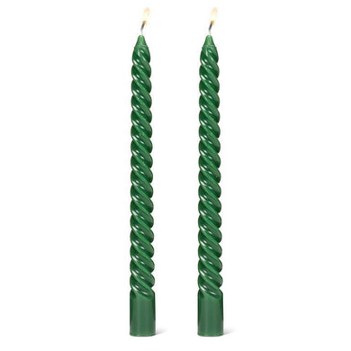 Tight Spiral Taper Candles Hunter Green - 2/Pk