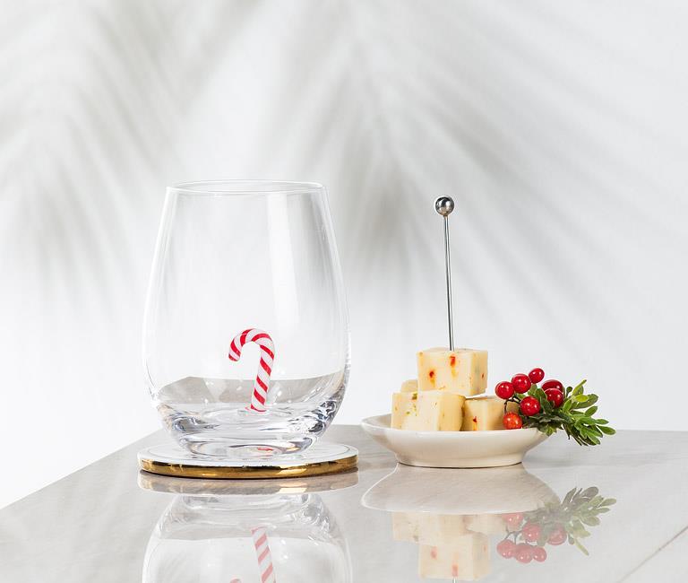 Candy Cane Icon Stemless Wine Glass