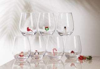 Candy Cane Icon Stemless Wine Glass