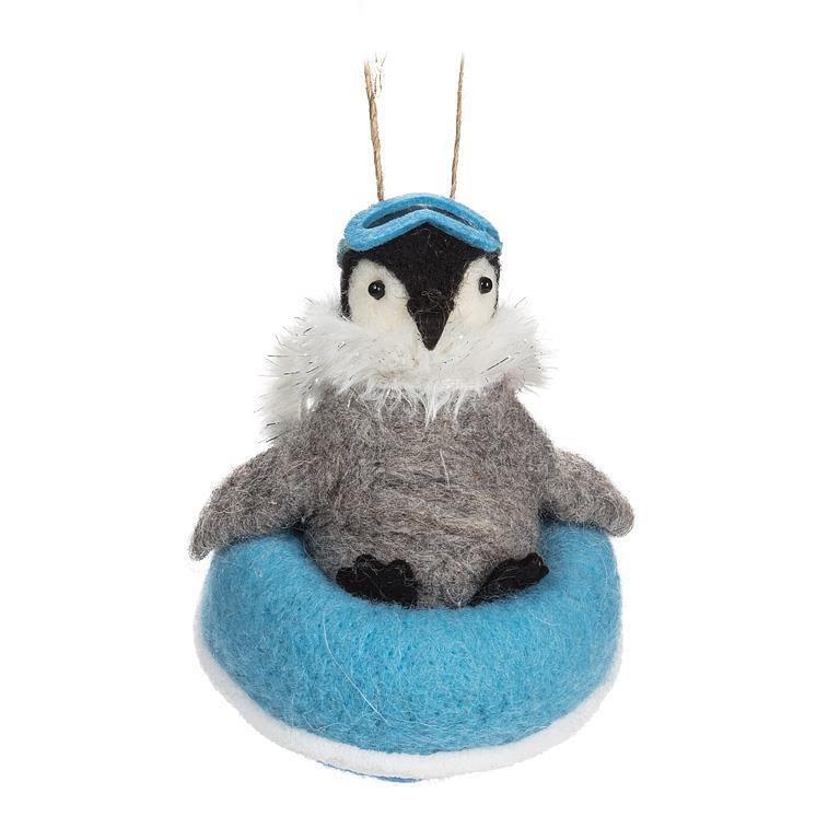 Snowtubing Penguin Ornament