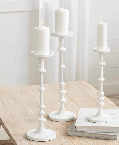 White Metal Candle Holder Set Of 3