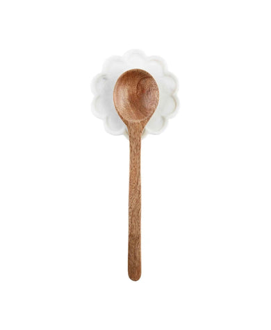 Scalloped Marble Spoon Rest Set