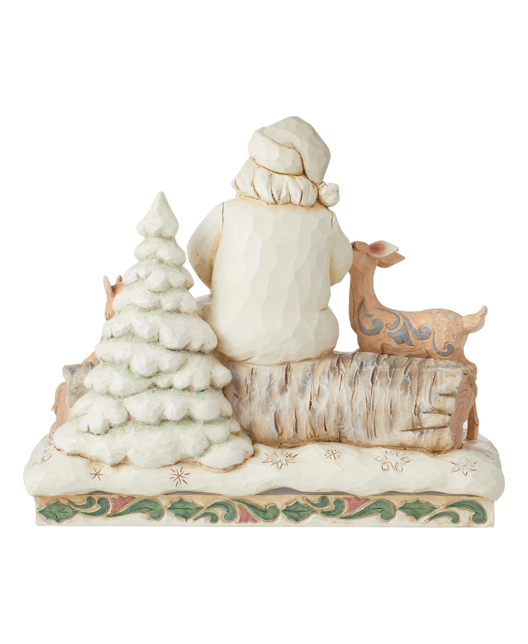 Jim Shore White Woodland Santa Sitting with Animals Figurine