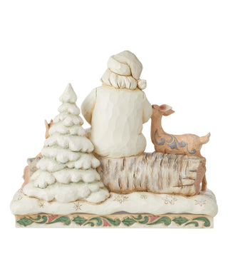 Jim Shore White Woodland Santa Sitting with Animals Figurine