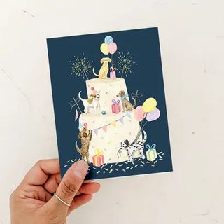 Party Dog Cake Birthday Card Blank