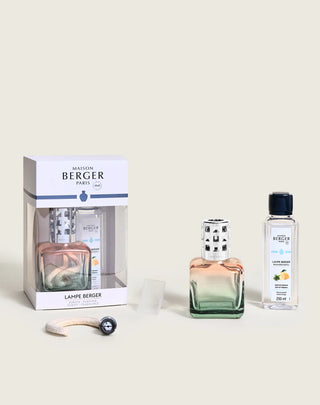 Glacon Peach Green Gradient Fragrance Lamp Gift Set With Ocean Breeze - Lampe Berger