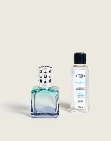 Glacon Turquoise Blue Gradient Fragrance Lamp Gift Set With Air Pur So Neutral - Lampe Berger
