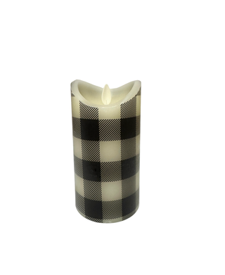 Buffalo Check LED Wax Pillar Candle