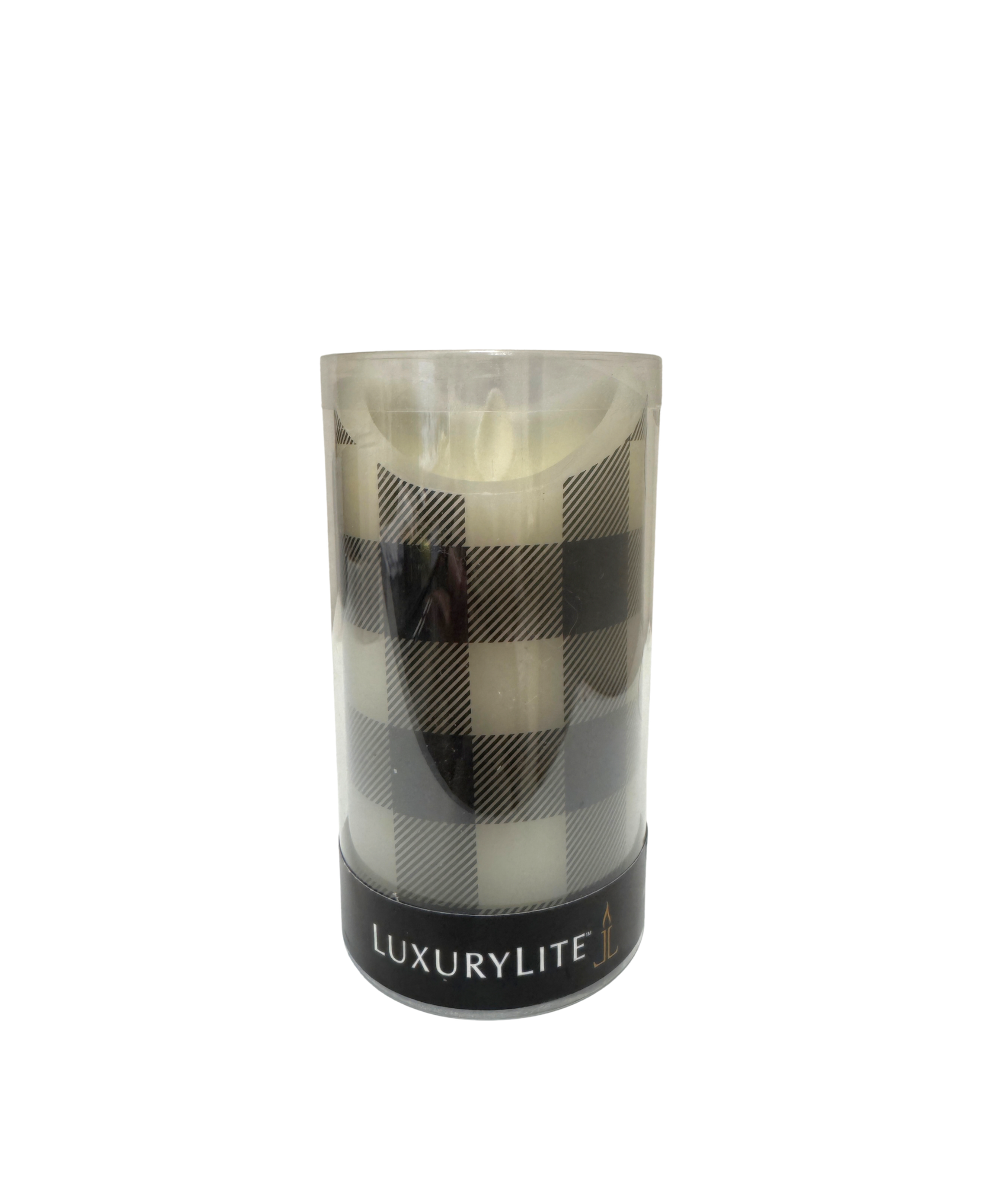 Buffalo Check LED Wax Pillar Candle