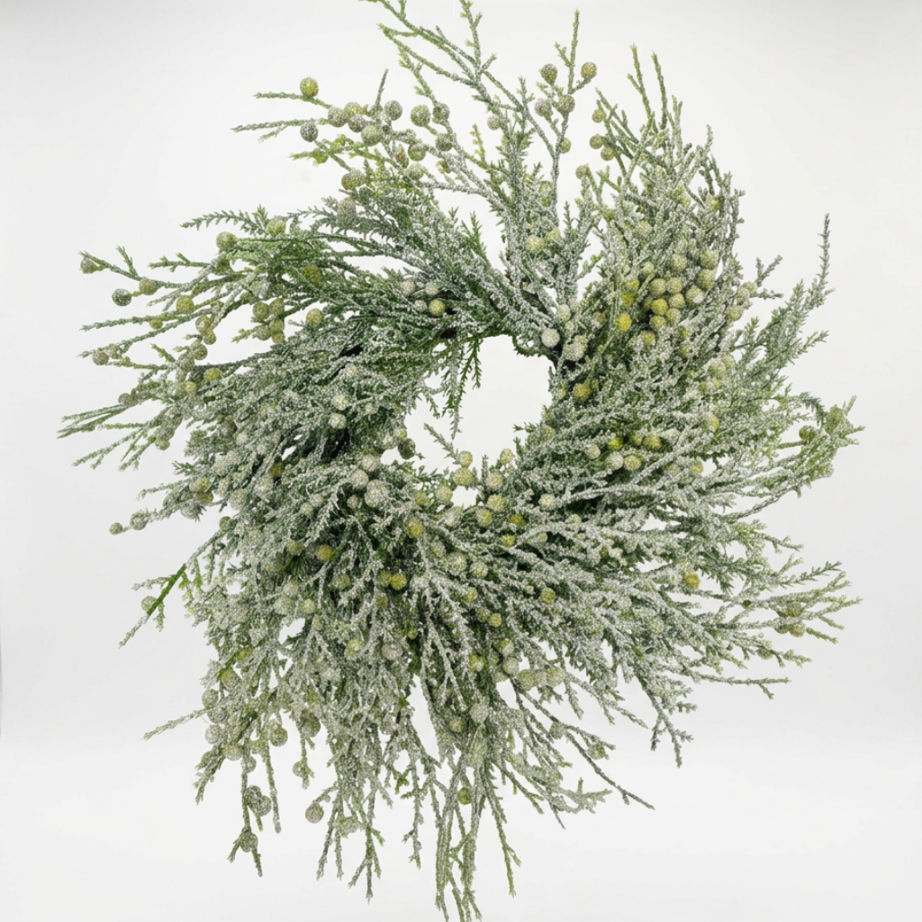 Flocked Wreath With Berries - 15