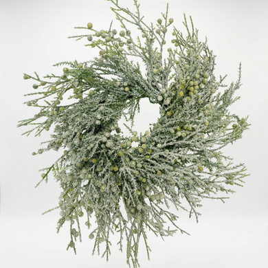 Flocked Wreath With Berries - 15