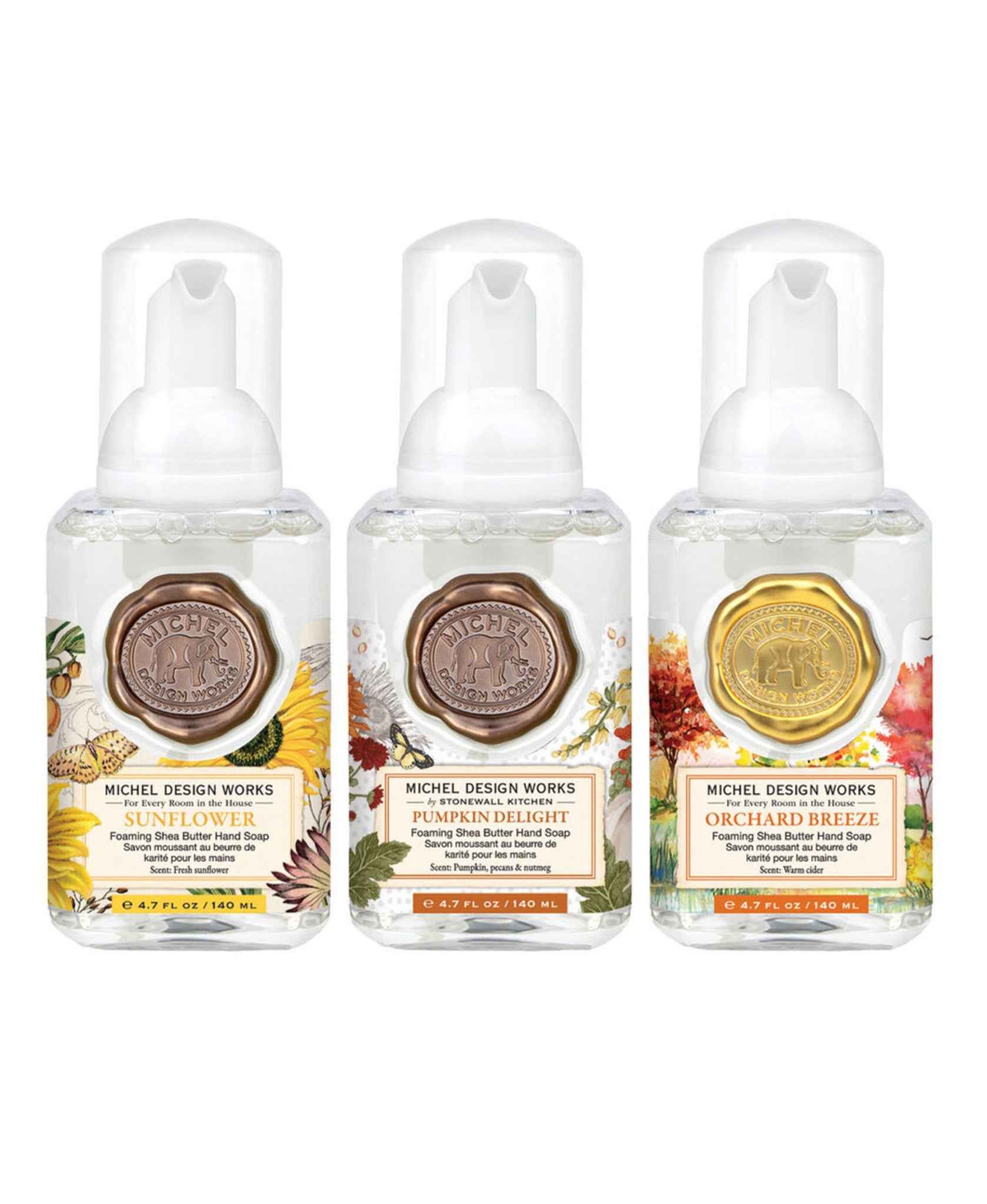 Michel Design Works Mini Foaming Soap Set (Sunflower, Pumpkin Delight, Orchard Breeze)