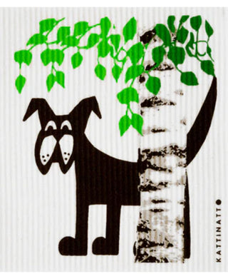 Kattinatt Swedish Dishcloth Regular Dog Behind Birch