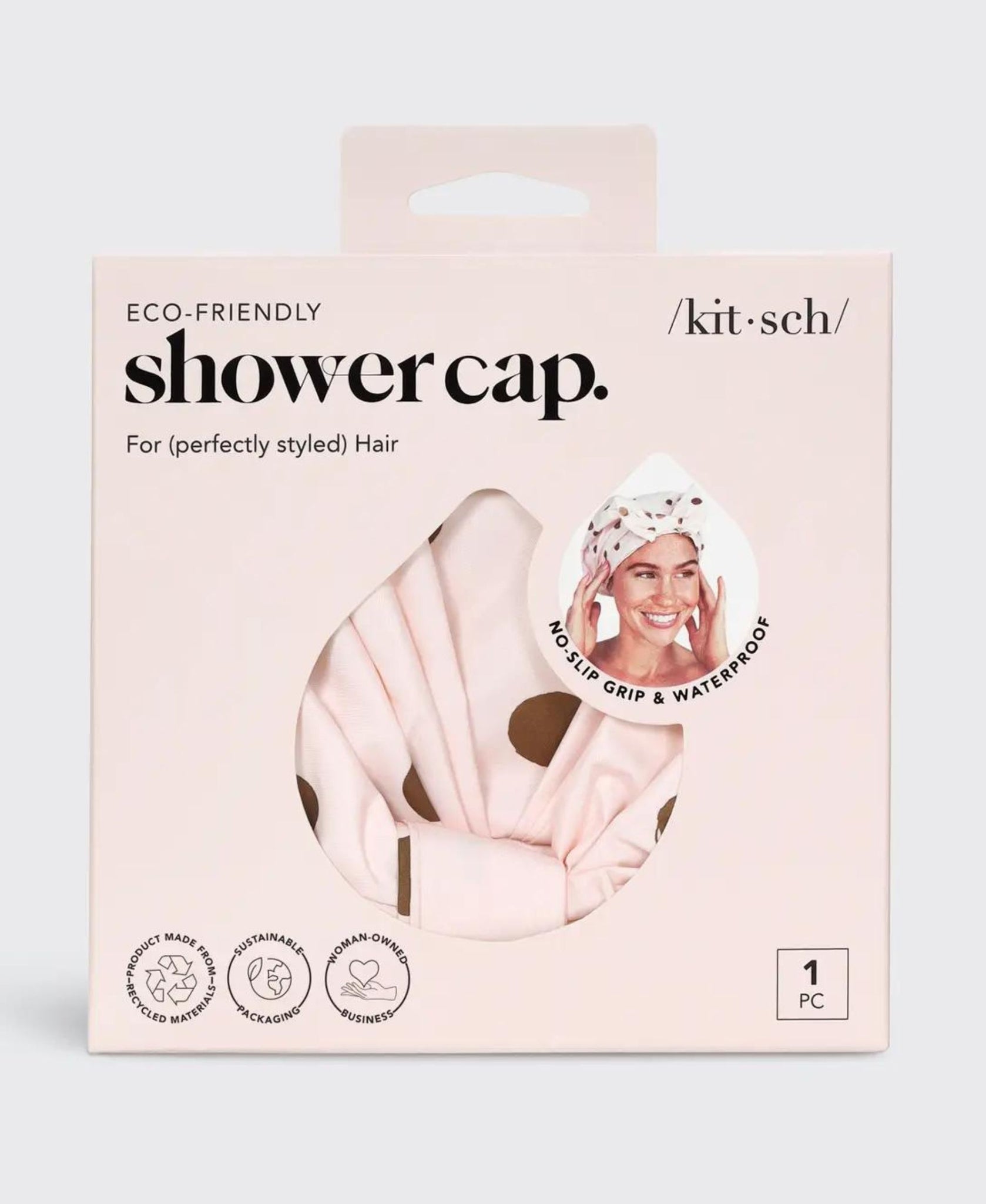 Kitsch Luxury Shower Cap Blush Dot