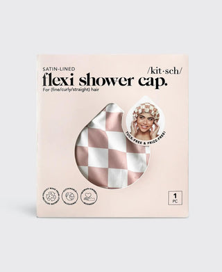 Kitsch Satin Lined Luxury Shower Cap Checker