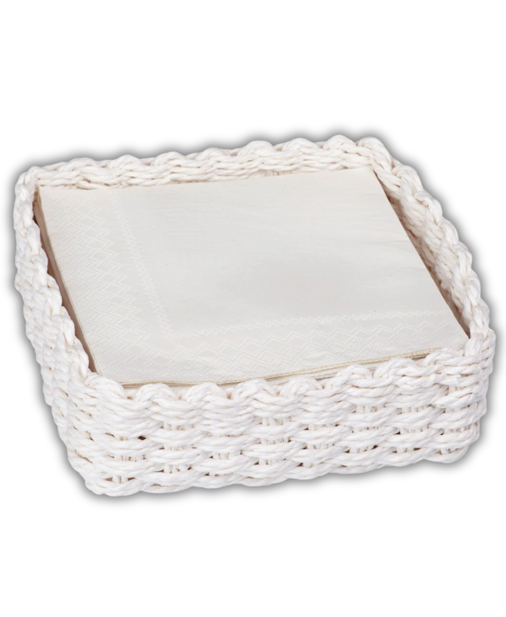 Paper Woven White Lunch Towel Caddy