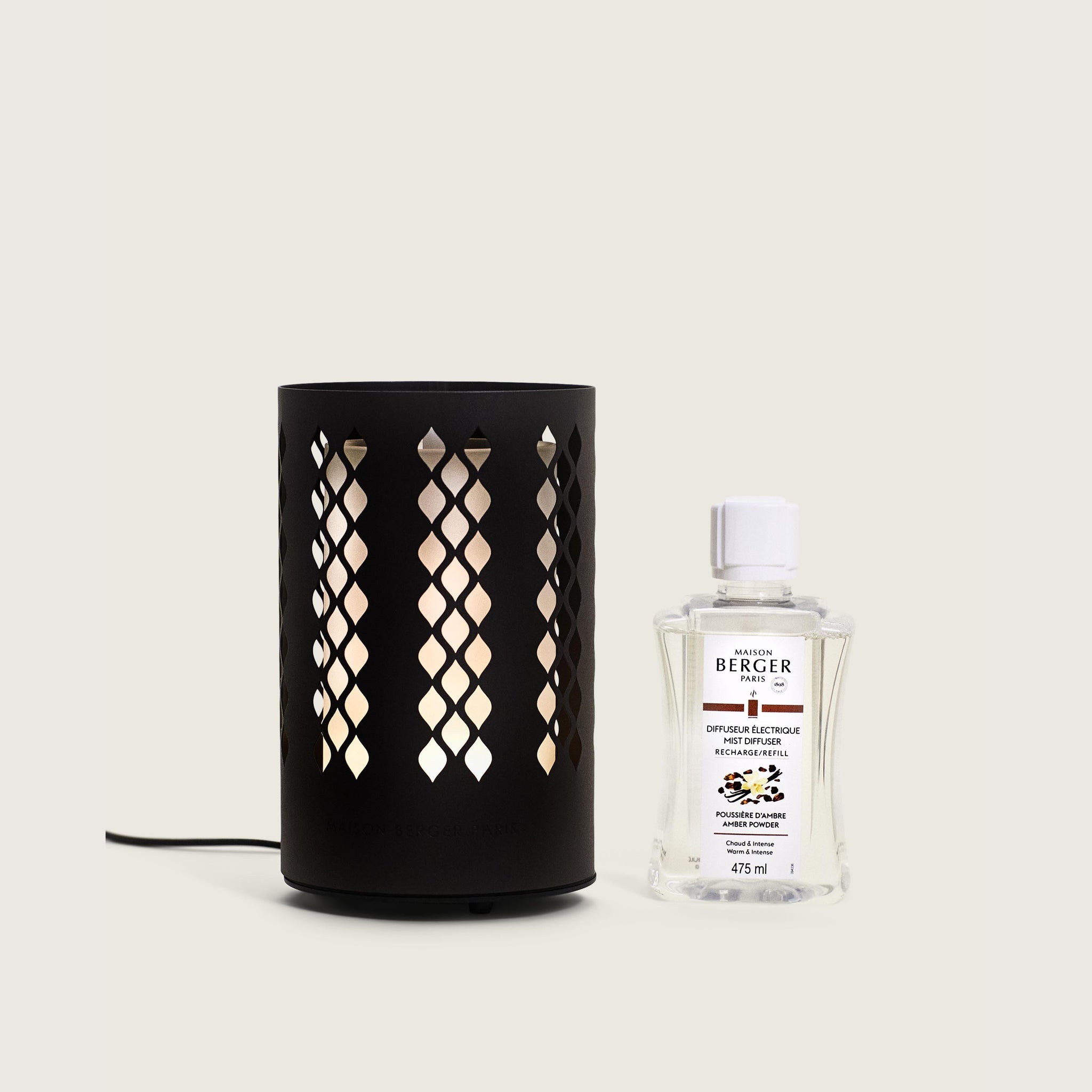 Maison Berger Losange Black Mist Diffuser with Amber Powder
