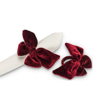 Velvet Bow Napkin Ring - Burgundy