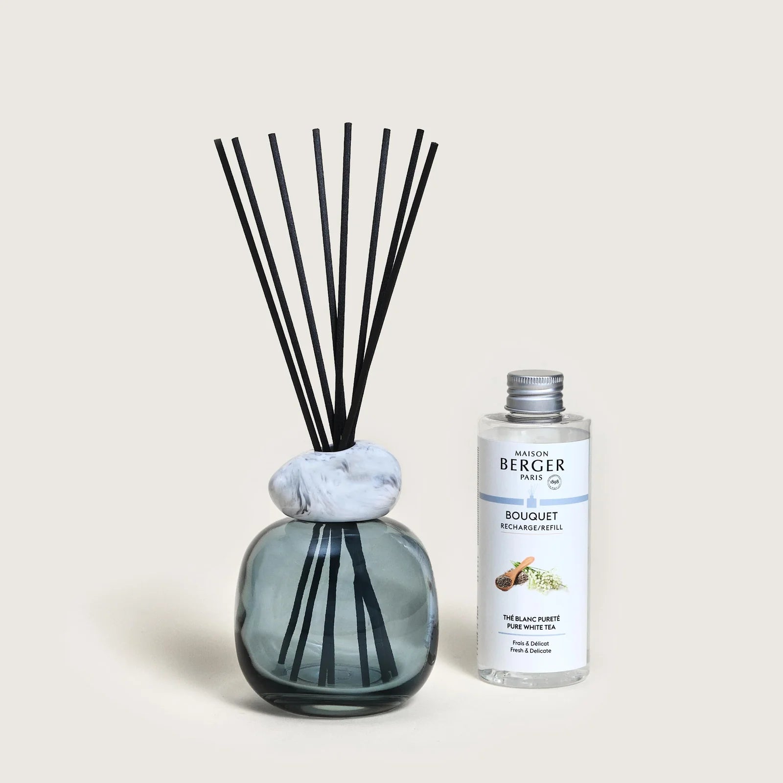Maison Berger Mineral Blue & White Reed Diffuser with Pure White Tea