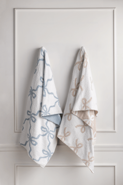 Blue Chenille Bow Blanket